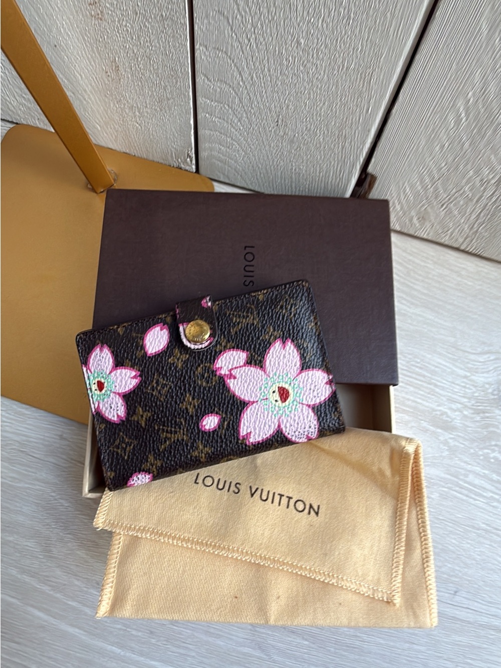 Rare vintage Louis Vuitton x Takashi Murakami Cherry Blossom Mini Agenda Cover